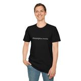 'Philadelphus erectus' Minimalist Black T-Shirt — Botanical Latin Text Tee