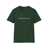 'Philadelphus erectus' Minimalist Black T-Shirt — Botanical Latin Text Tee
