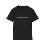 'Philadelphus erectus' Minimalist Black T-Shirt — Botanical Latin Text Tee