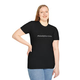 'Philadelphus erectus' Minimalist Black T-Shirt — Botanical Latin Text Tee