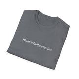 'Philadelphus erectus' Minimalist Black T-Shirt — Botanical Latin Text Tee