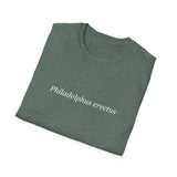 'Philadelphus erectus' Minimalist Black T-Shirt — Botanical Latin Text Tee