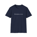 'Philadelphus erectus' Minimalist Black T-Shirt — Botanical Latin Text Tee