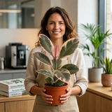 Rubber Plant Ficus Belize Pink, Easy Care Indoor Houseplant, 12cm 1 Litre Pots