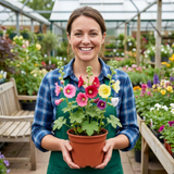 Set of 3 or 6 Hollyhock Growers Mix Hardy Cottage Garden Perennial Plants, Bee Friendly, Outdoor Garden Ready, 1 Litre Root-Ball